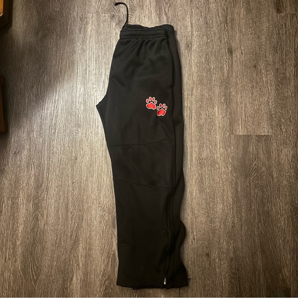 Paw print sweatpants, black joggers wide leg basketball sports pants